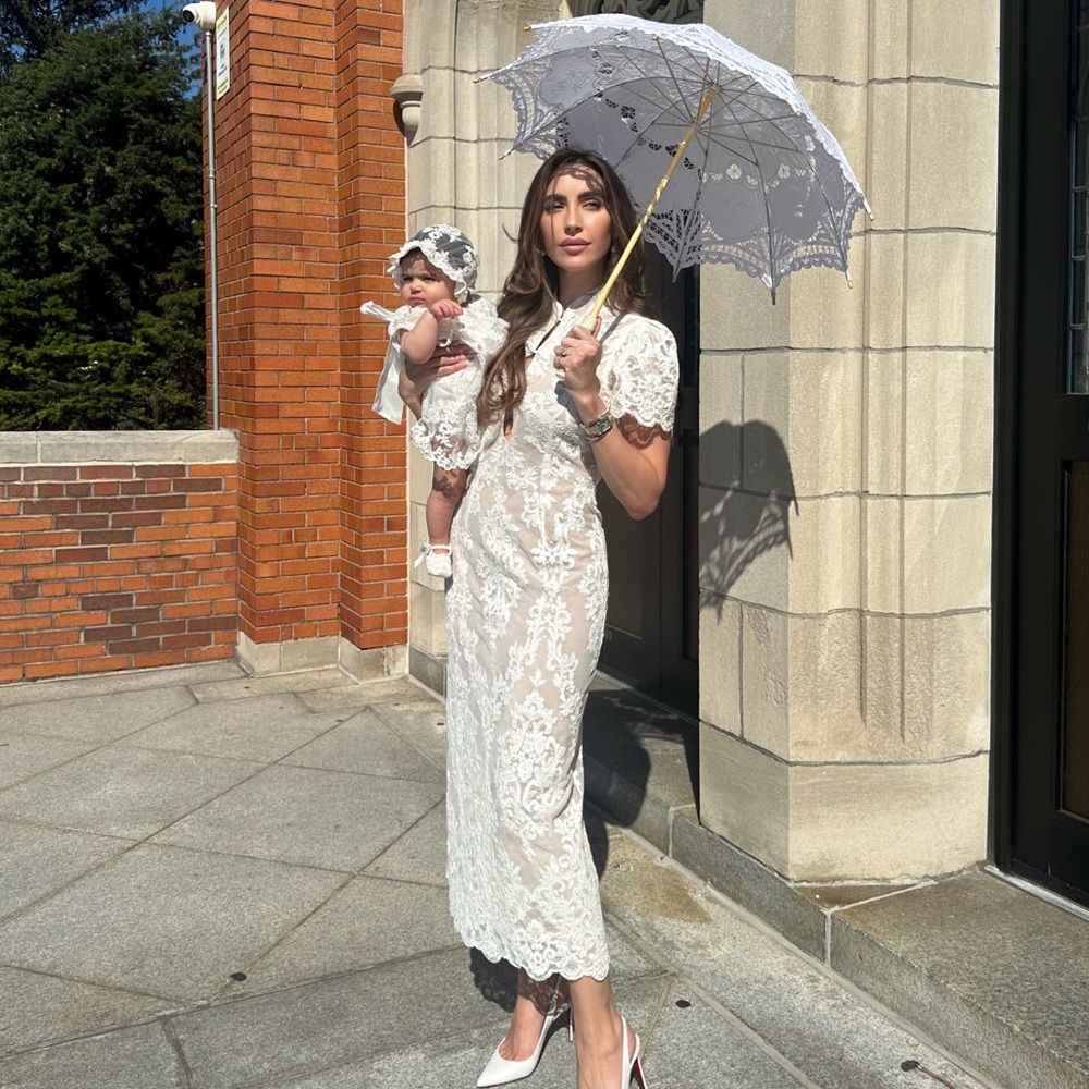 Emery White Lace midi Dress XS
